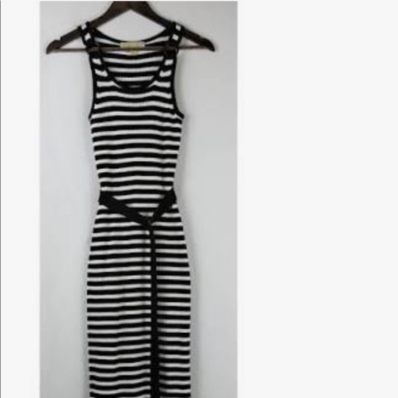 Michael Kors Striped Stretch Belted Dress - Picture 2 of 5